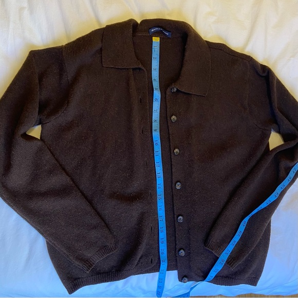 Brandy Melville wool/knit espresso brown button-up collared sweater - Picture 1 of 6